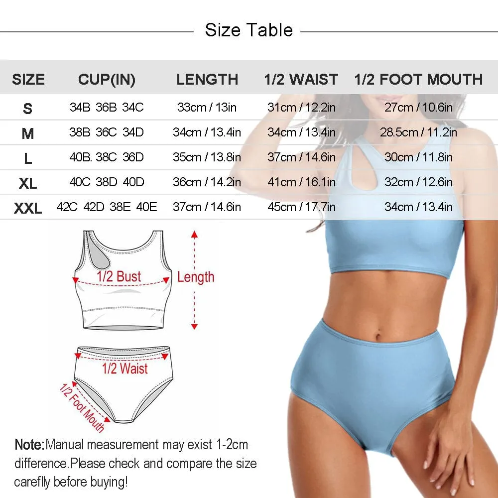 Custom Face Pineapple Cutout Top High Waisted Bikini Personalized Women's Two Piece Swimsuit Beach Outfits