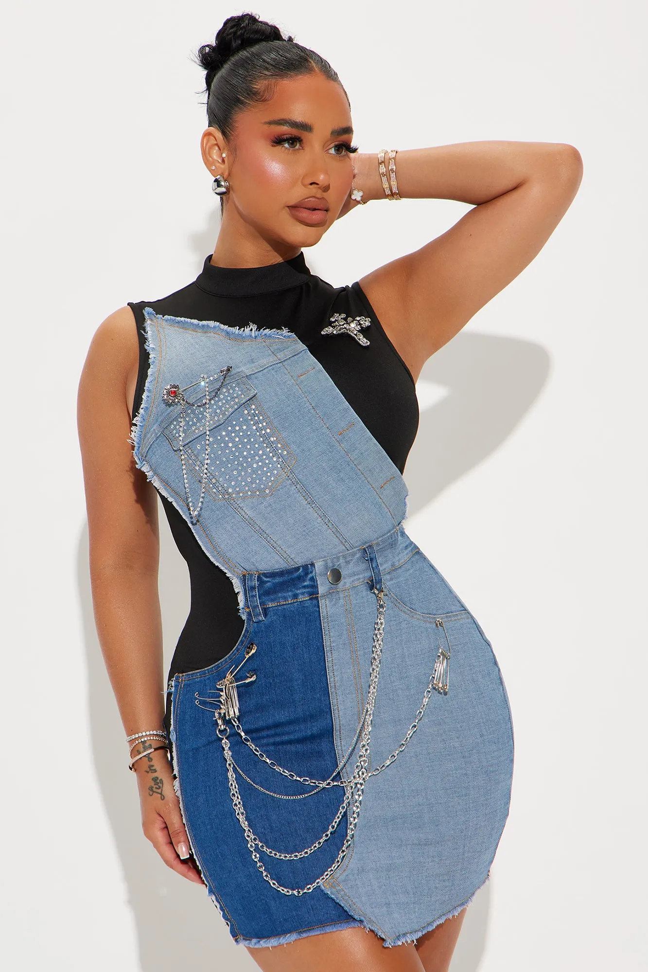 Damsel in Denim Mini Dress - Denim