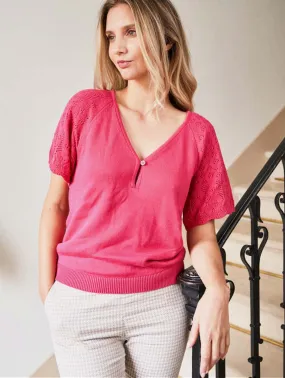 Dew Organic Cotton Knit Top | Strawberry