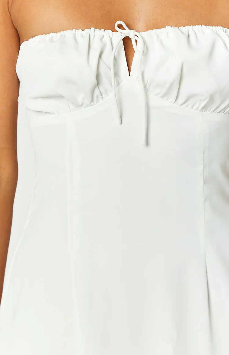 Dion White Strapless Midi Dress