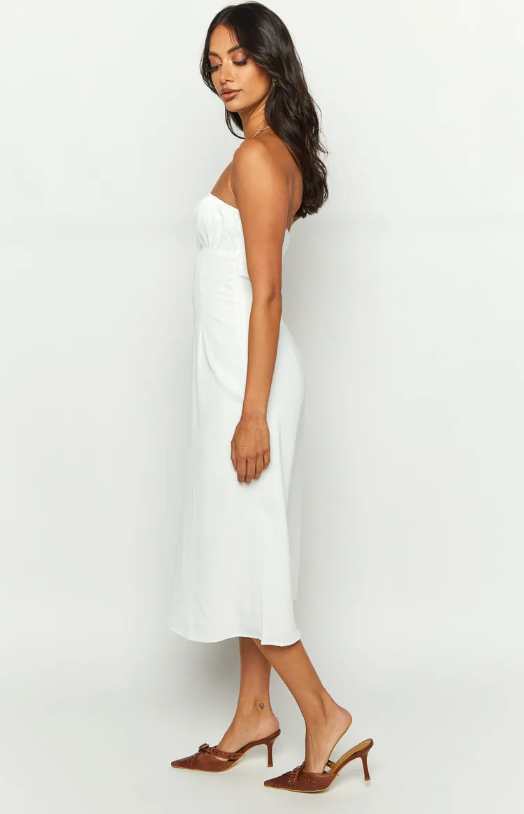 Dion White Strapless Midi Dress