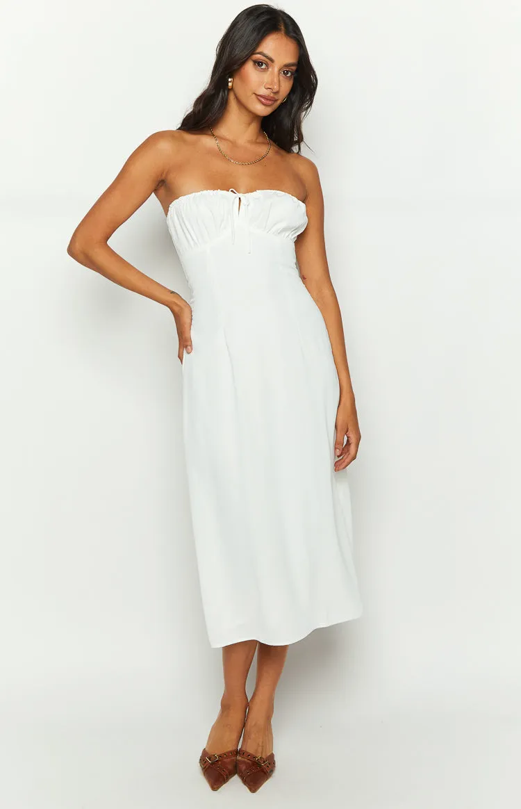 Dion White Strapless Midi Dress