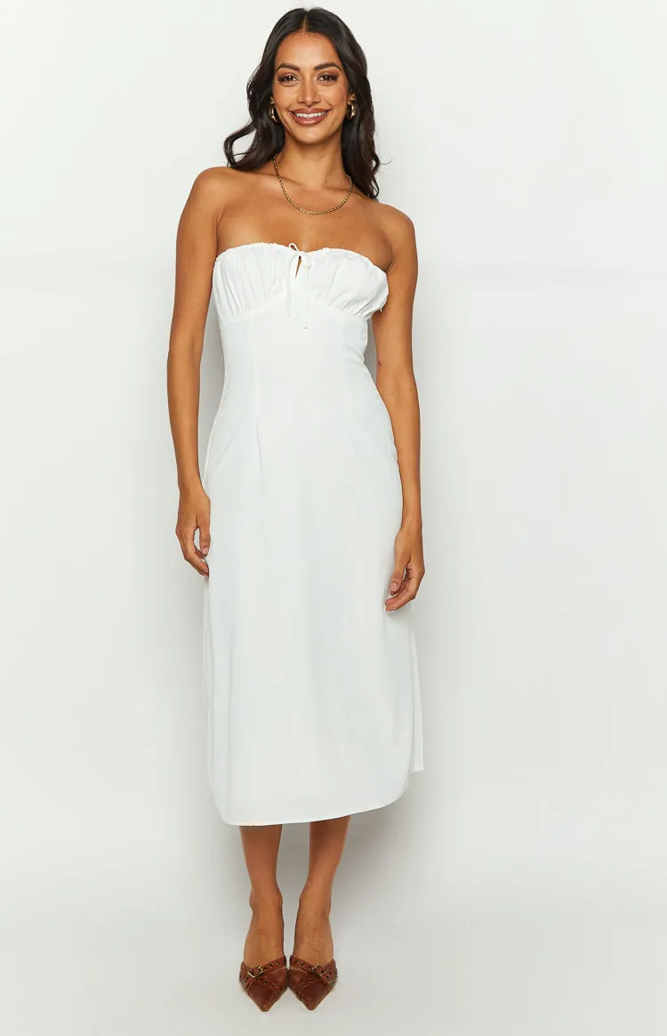 Dion White Strapless Midi Dress