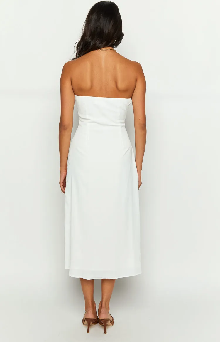 Dion White Strapless Midi Dress