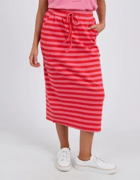 Elm - Sunset Stripe Skirt - Cherry & Peach Stripe