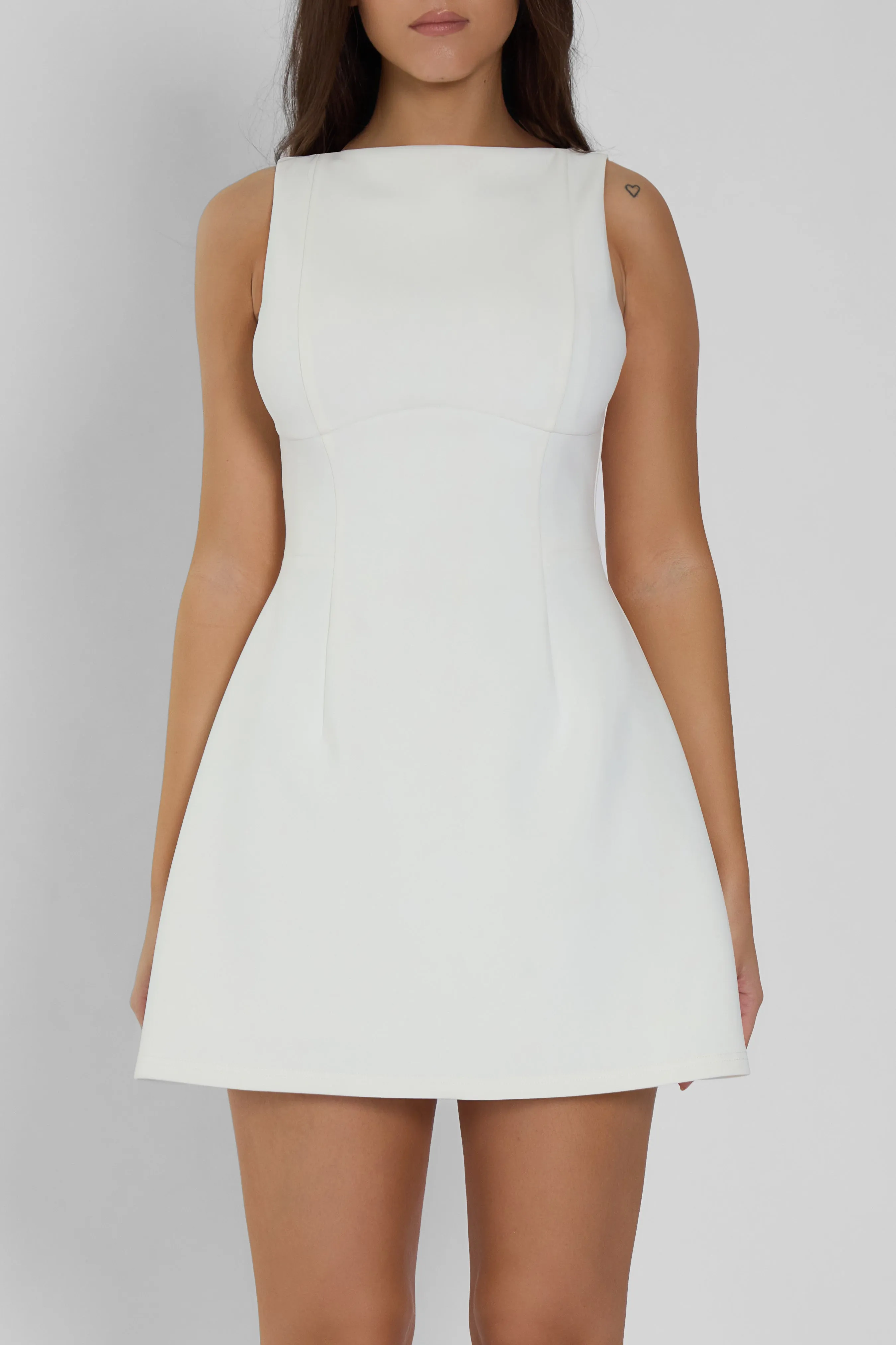 Estelle Sleeveless Bustier Mini Dress - White