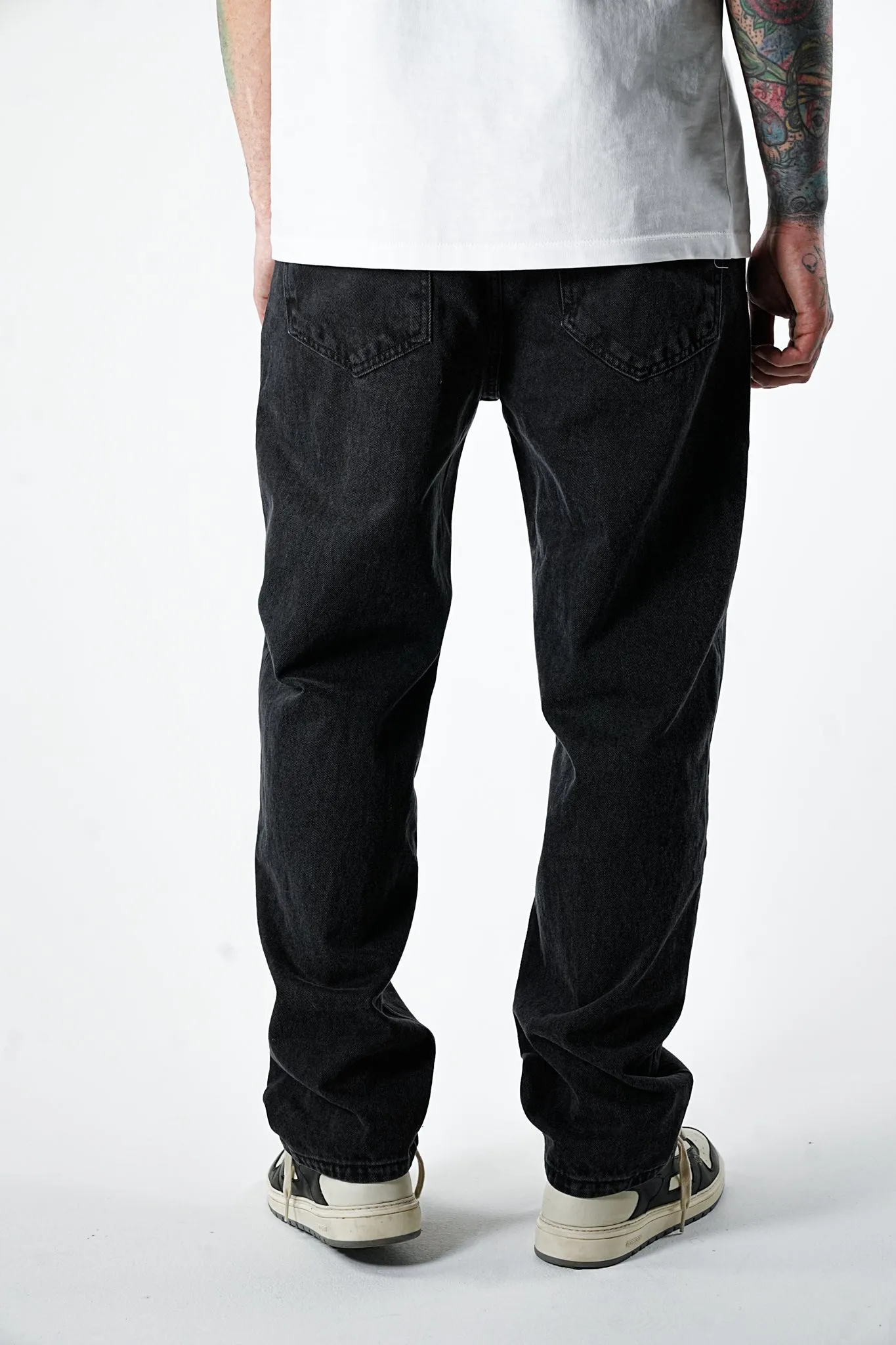 Fade Wide Fit Black Jeans