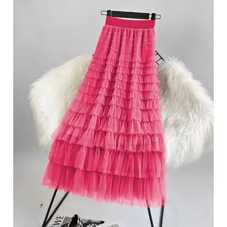 Feather High Waisted Tulle Skirt