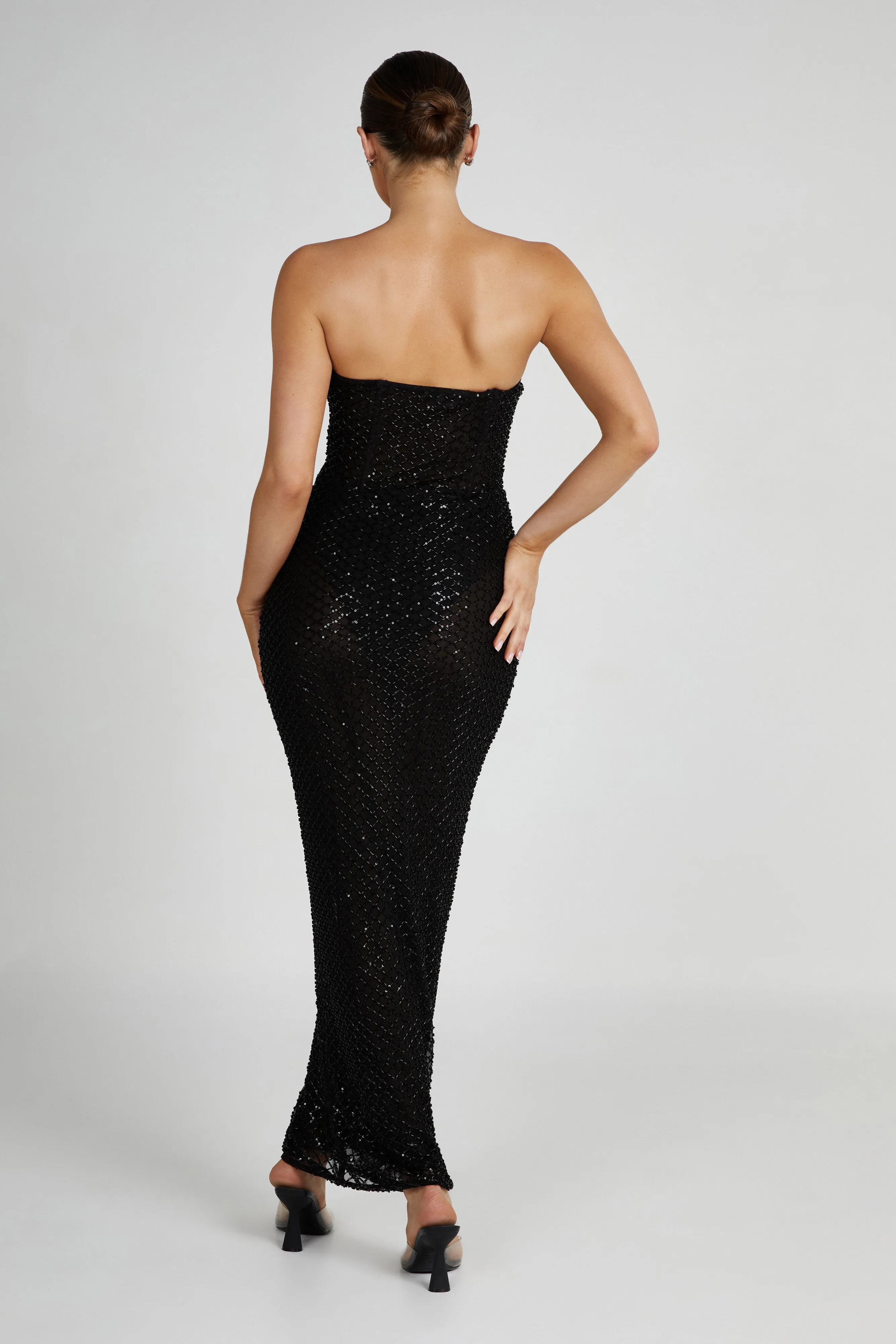 Gemma Strapless Sequin Maxi Dress - Black