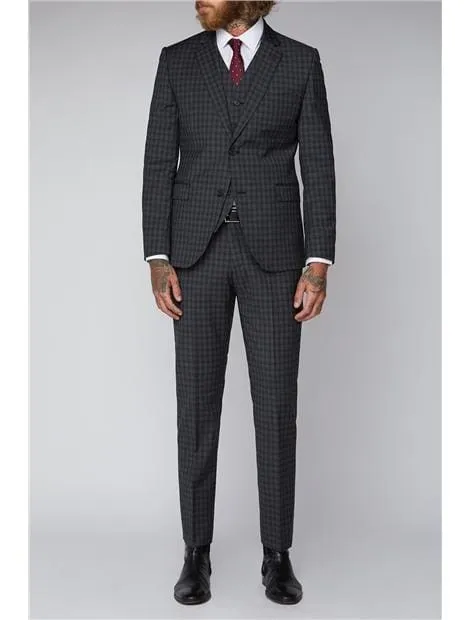 Gibson Grey Mini Check Slim Fit Suit Trousers