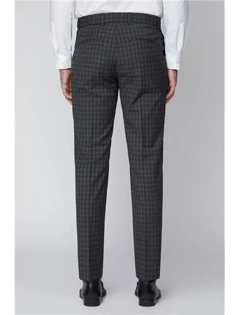 Gibson Grey Mini Check Slim Fit Suit Trousers