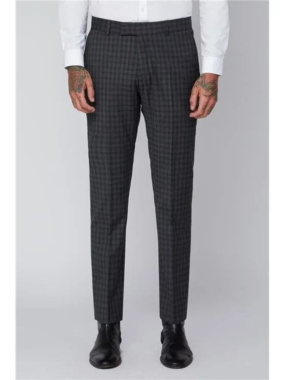 Gibson Grey Mini Check Slim Fit Suit Trousers