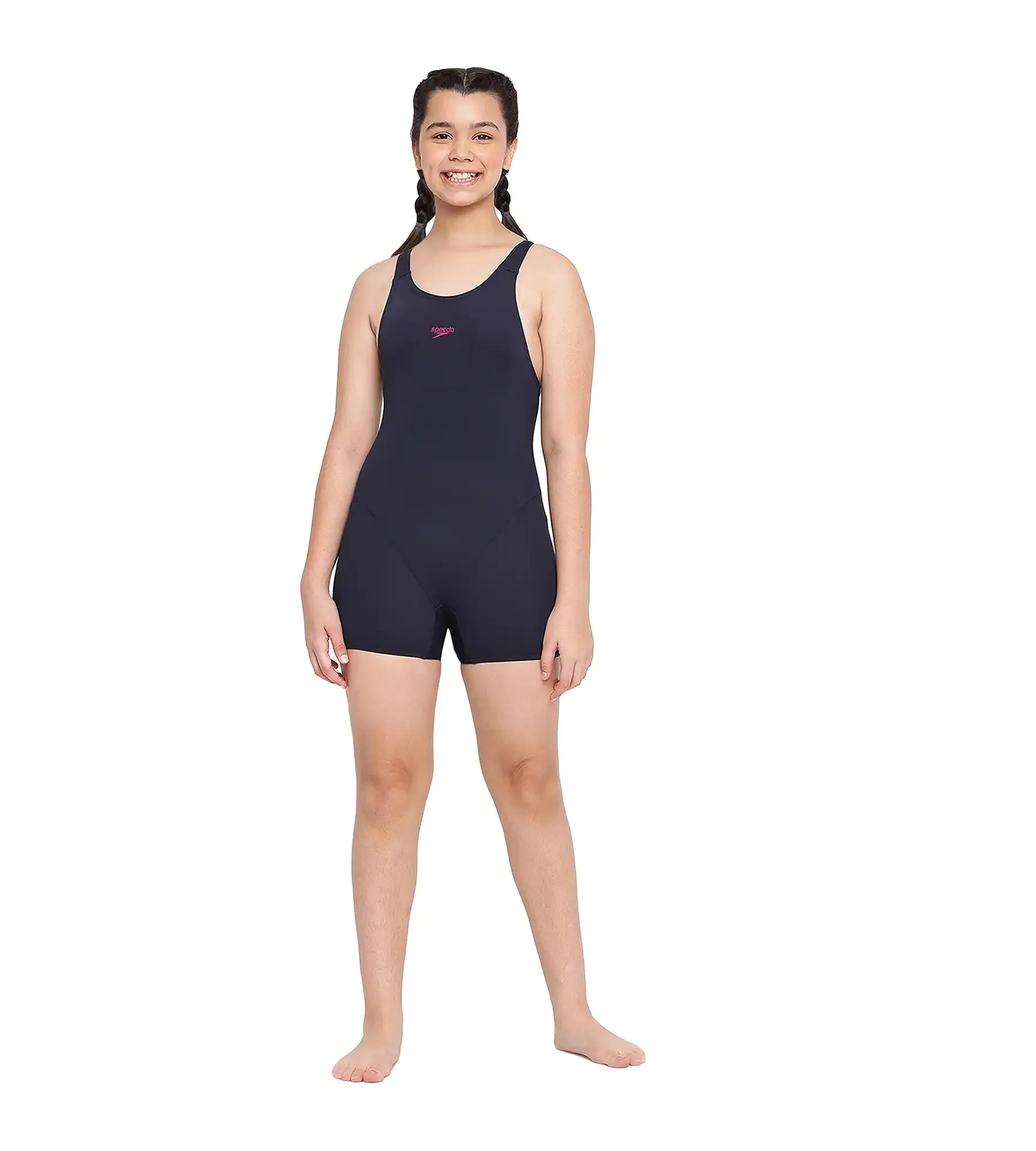 Girl's Essential Endurance  Legsuit Swimwear - True Navy & Berry