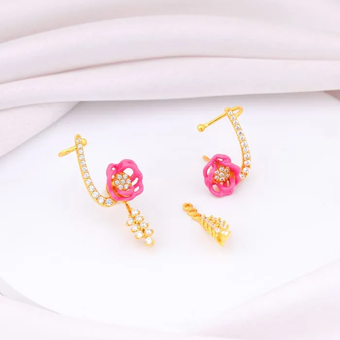 Golden Pink Brahma Kamal Convertible Cuff Earrings