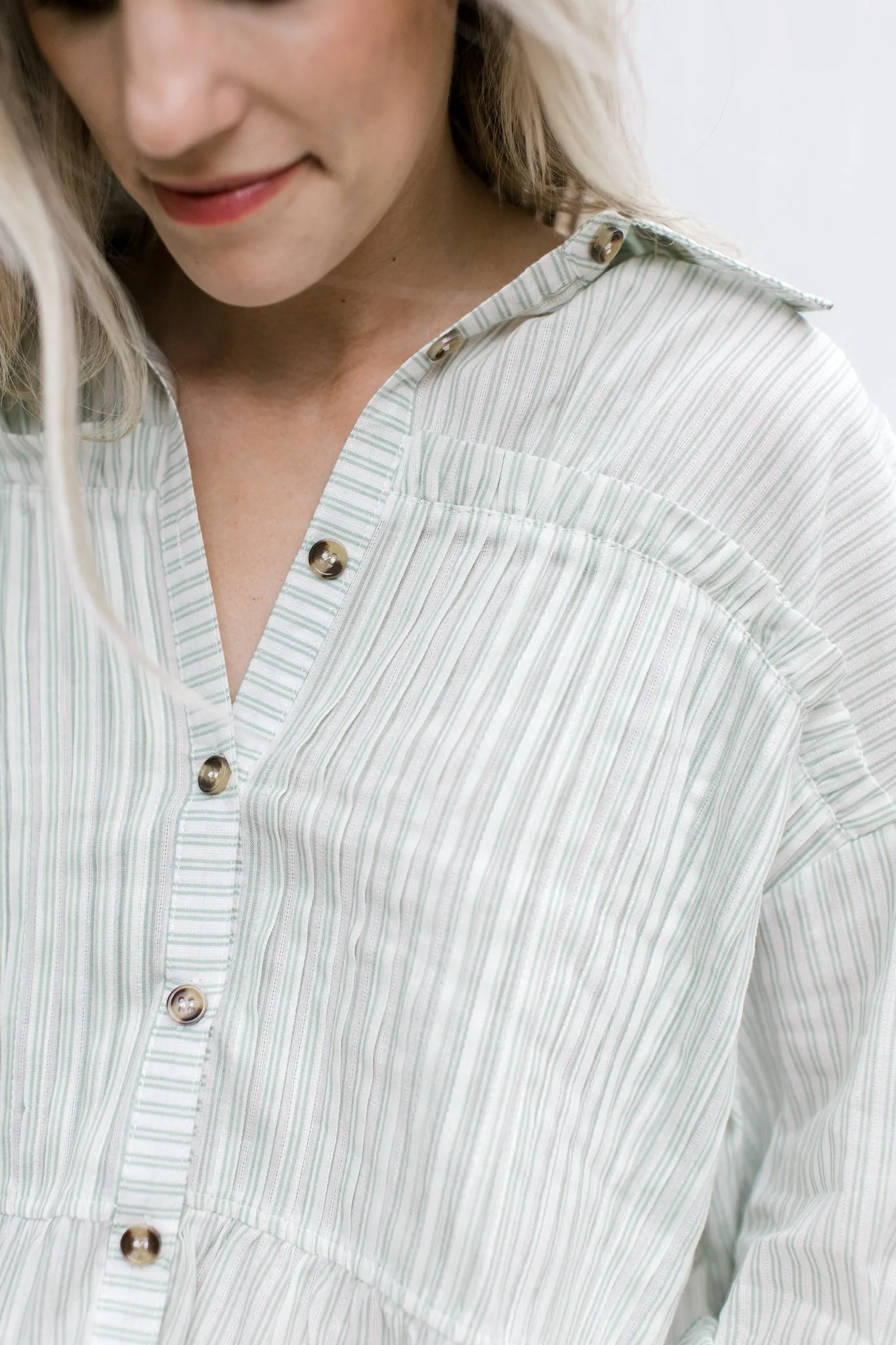 Green Pinstripe Top