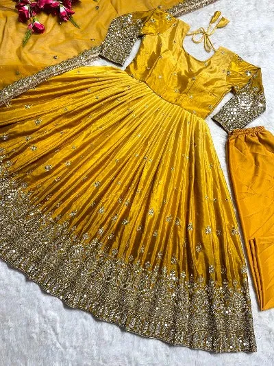 Haldi Yellow Wedding Anarkali Suit