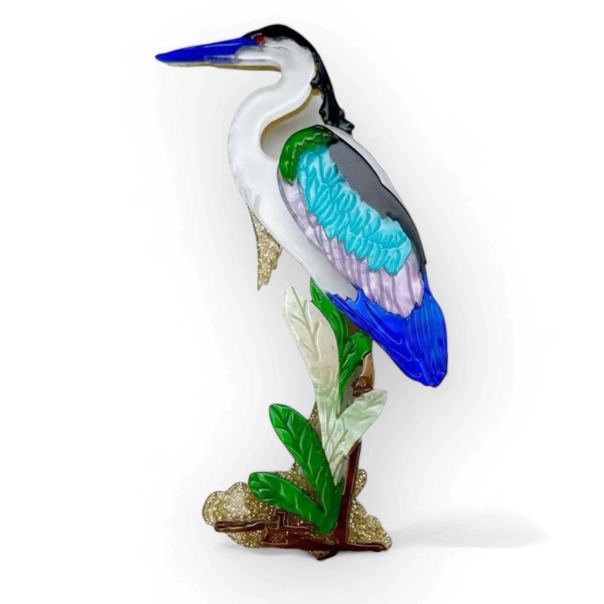 Handmade Acrylic Art Brooch - The Great Blue Heron