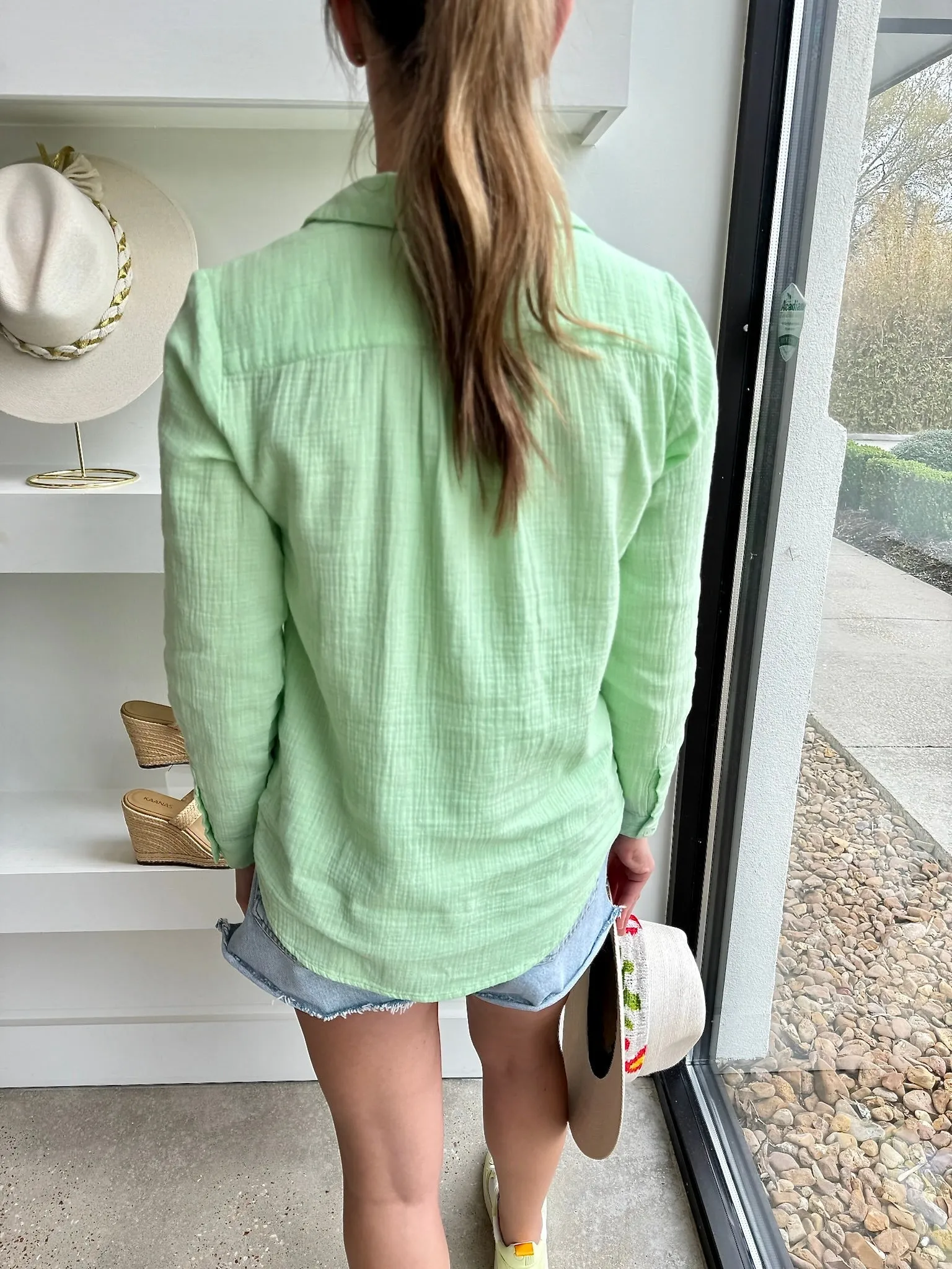 Honeydew L/S Button Down Top