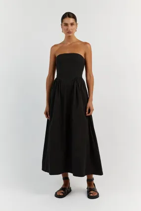 HYLAND BLACK STRAPLESS MIDI DRESS