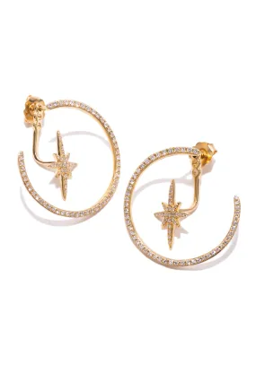 KC Designs Diamond Hoop Earrings With Star Backs