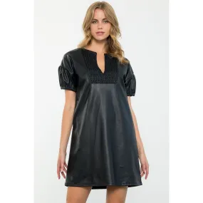 Kendra Short Sleeve Leather THML Dress-SALE