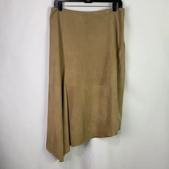 Lafayette148tan suede asymmetrical skirt