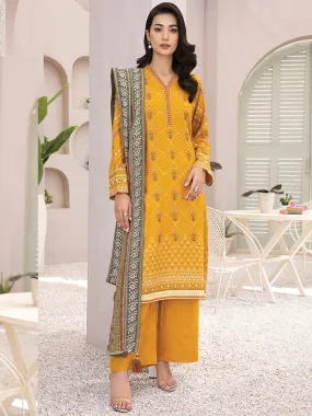 Lakhany Mustard Unstitched Pashmina Embroidered Suit (LG-ZH-0100)