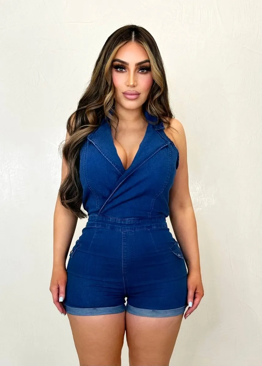 Lala Denim Romper