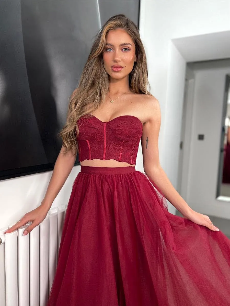 Mary Two Piece Dress  - Maroon