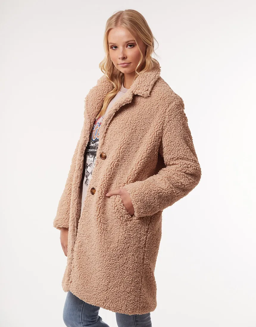 Maxie LS Teddy Tan Coat