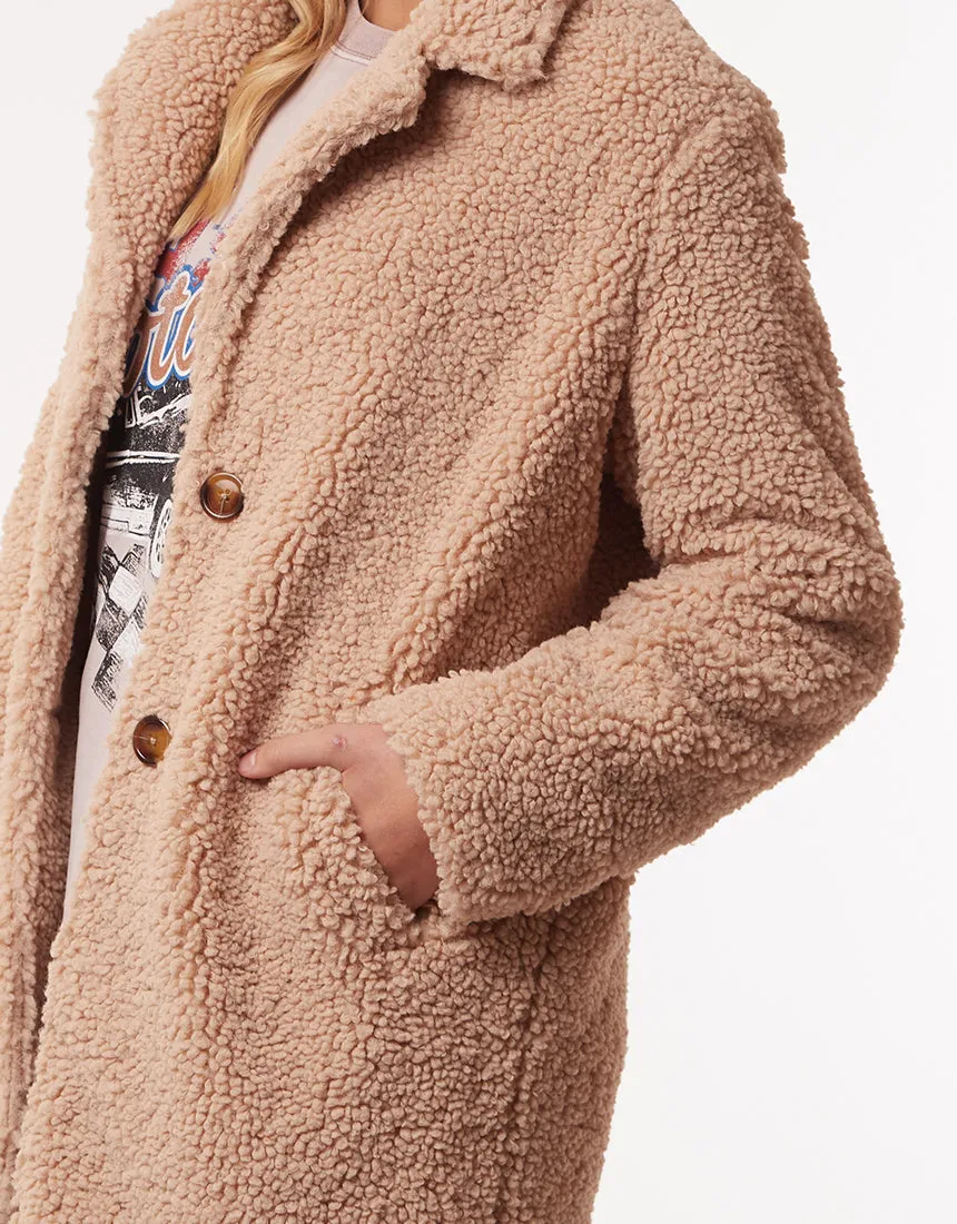 Maxie LS Teddy Tan Coat