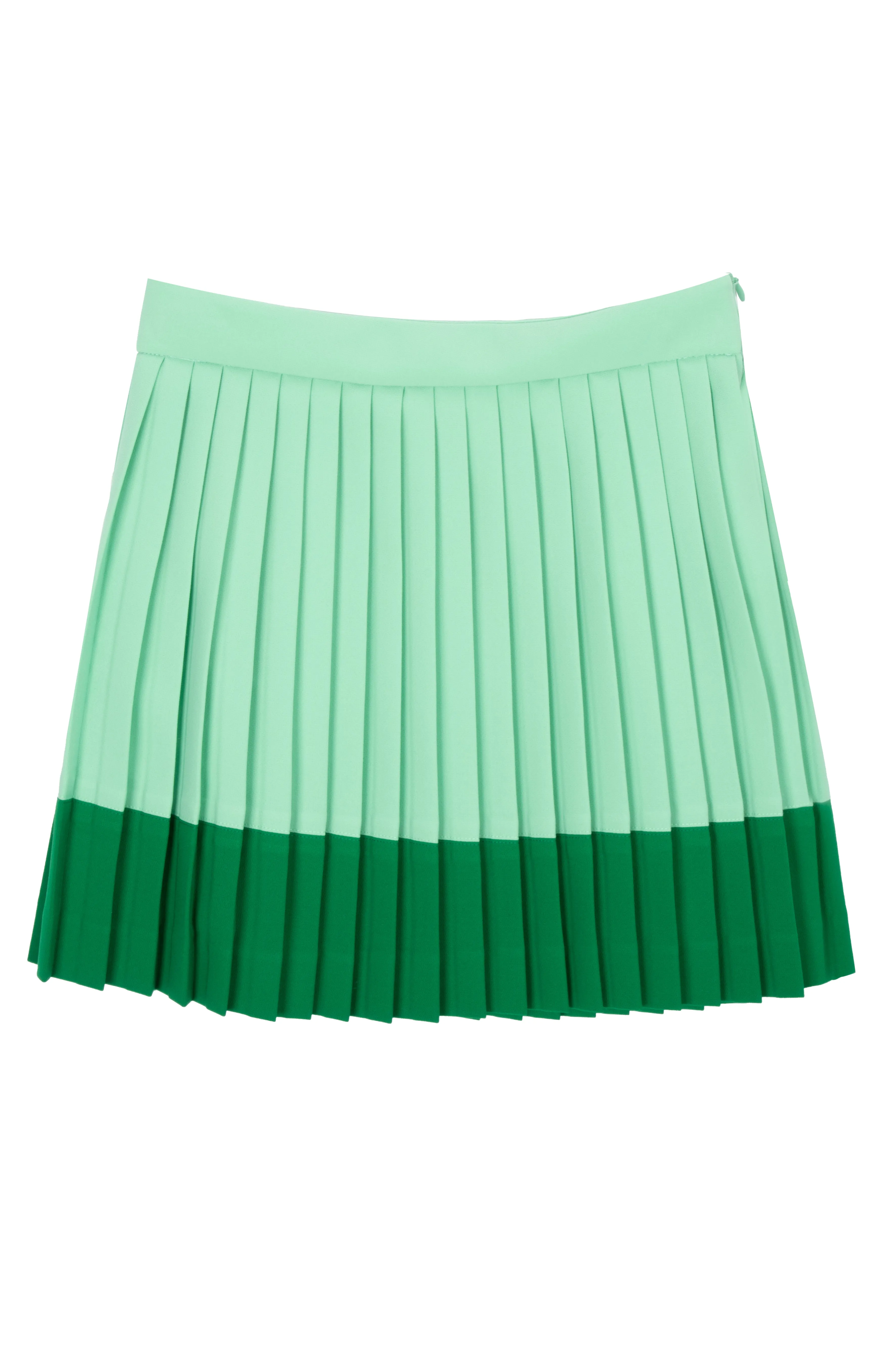 MiMiSol FW23 Satin Pleated Skirt in Green