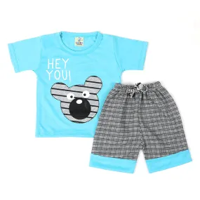 Newborn Boy Half Sleeves Suit - Sky Blue