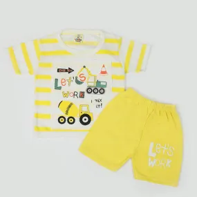 Newborn Boy Half Sleeves Suit - Yellow