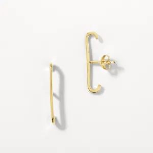 Plain Suspender Stud Earrings in Gold