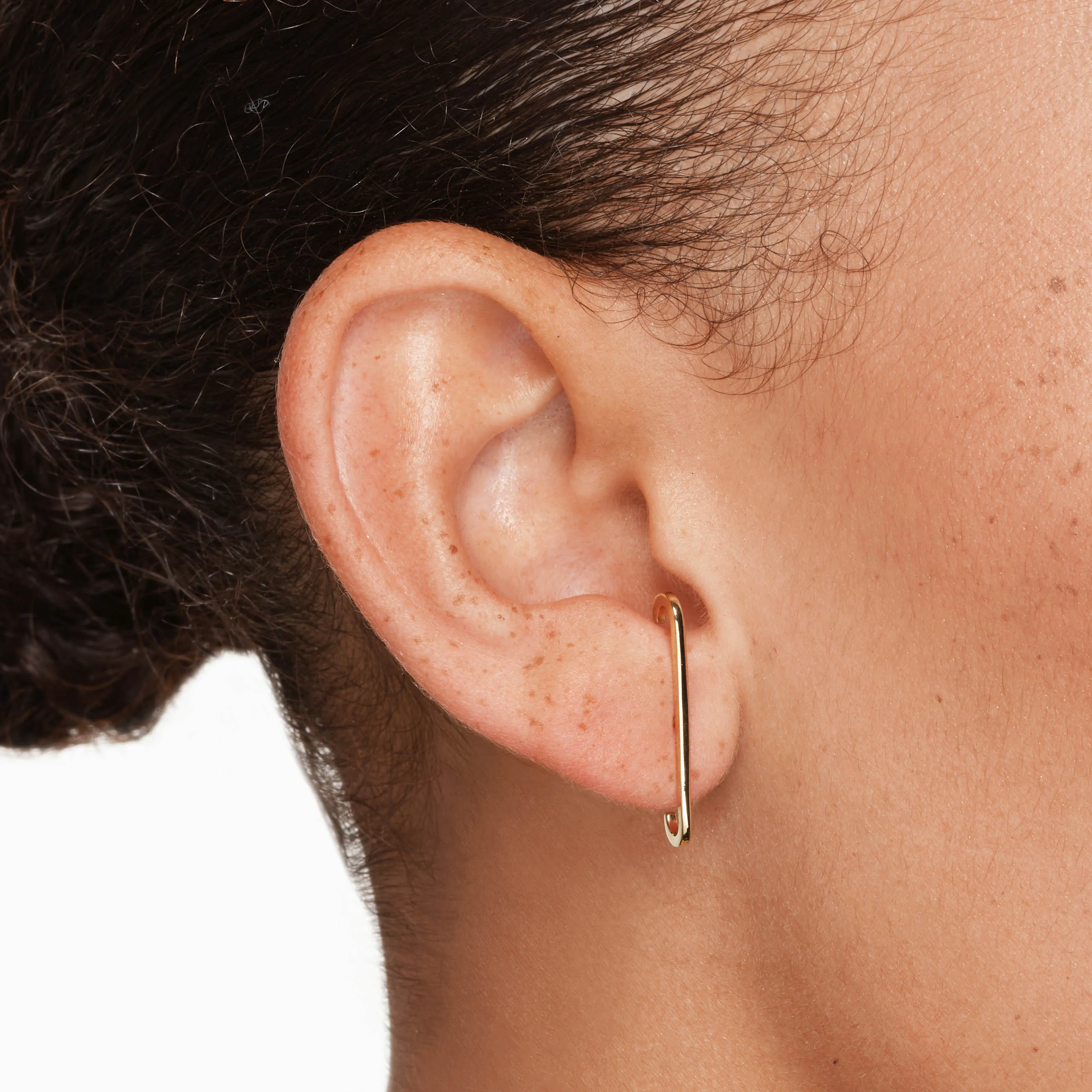 Plain Suspender Stud Earrings in Gold