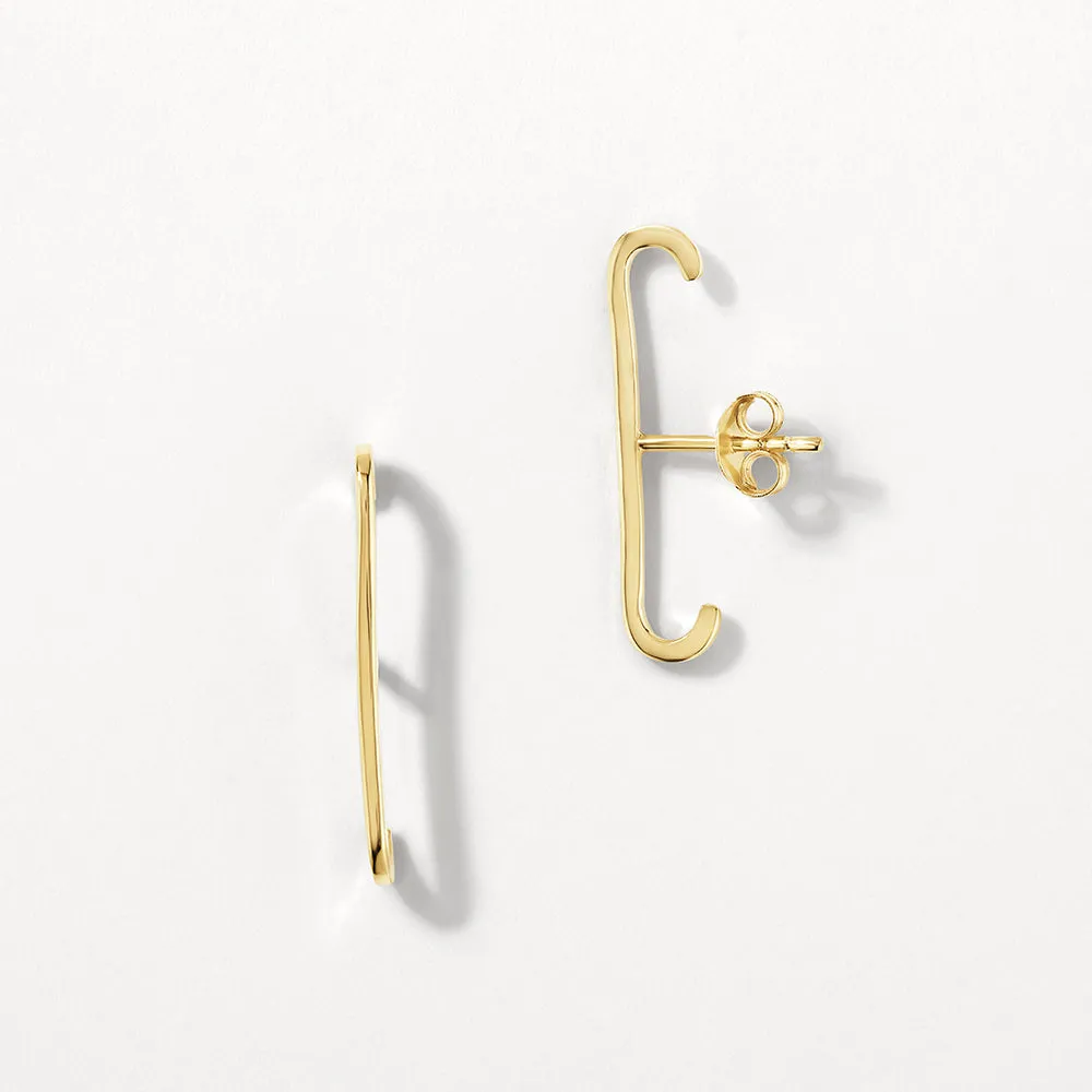 Plain Suspender Stud Earrings in Gold