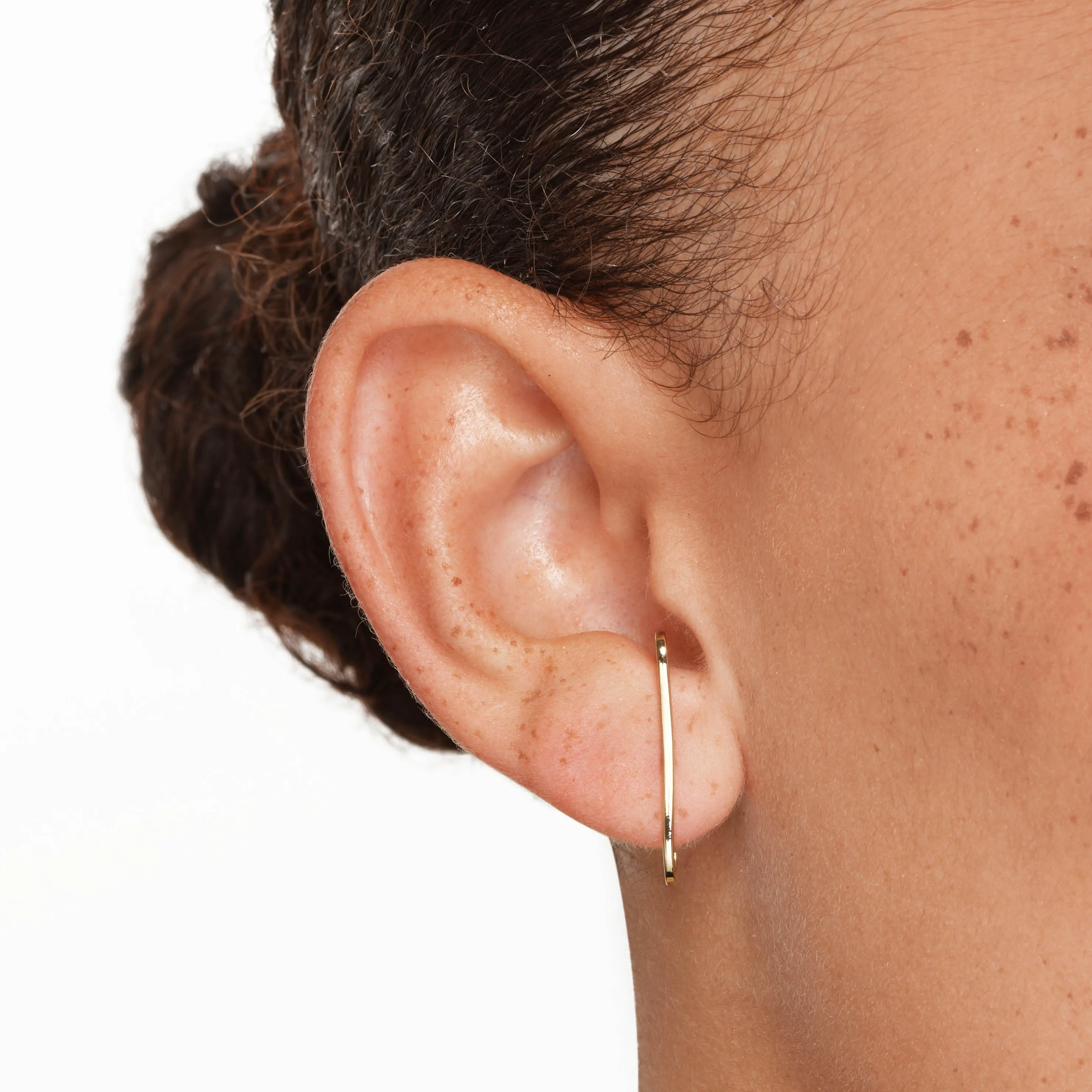 Plain Suspender Stud Earrings in Gold