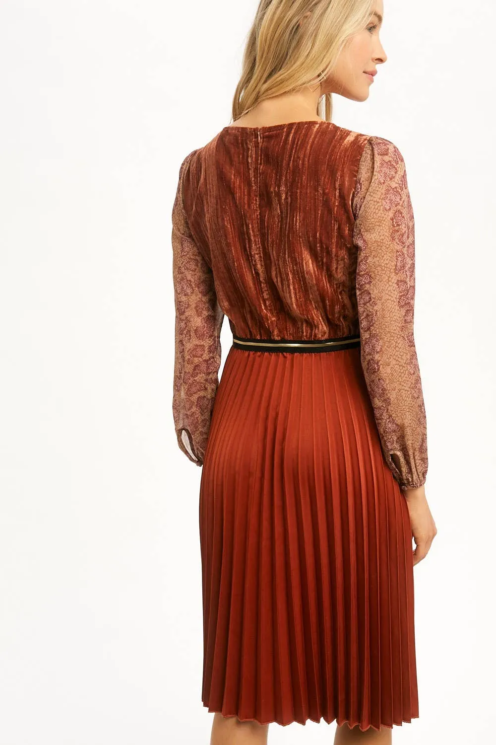 Pleated Dress: Chili