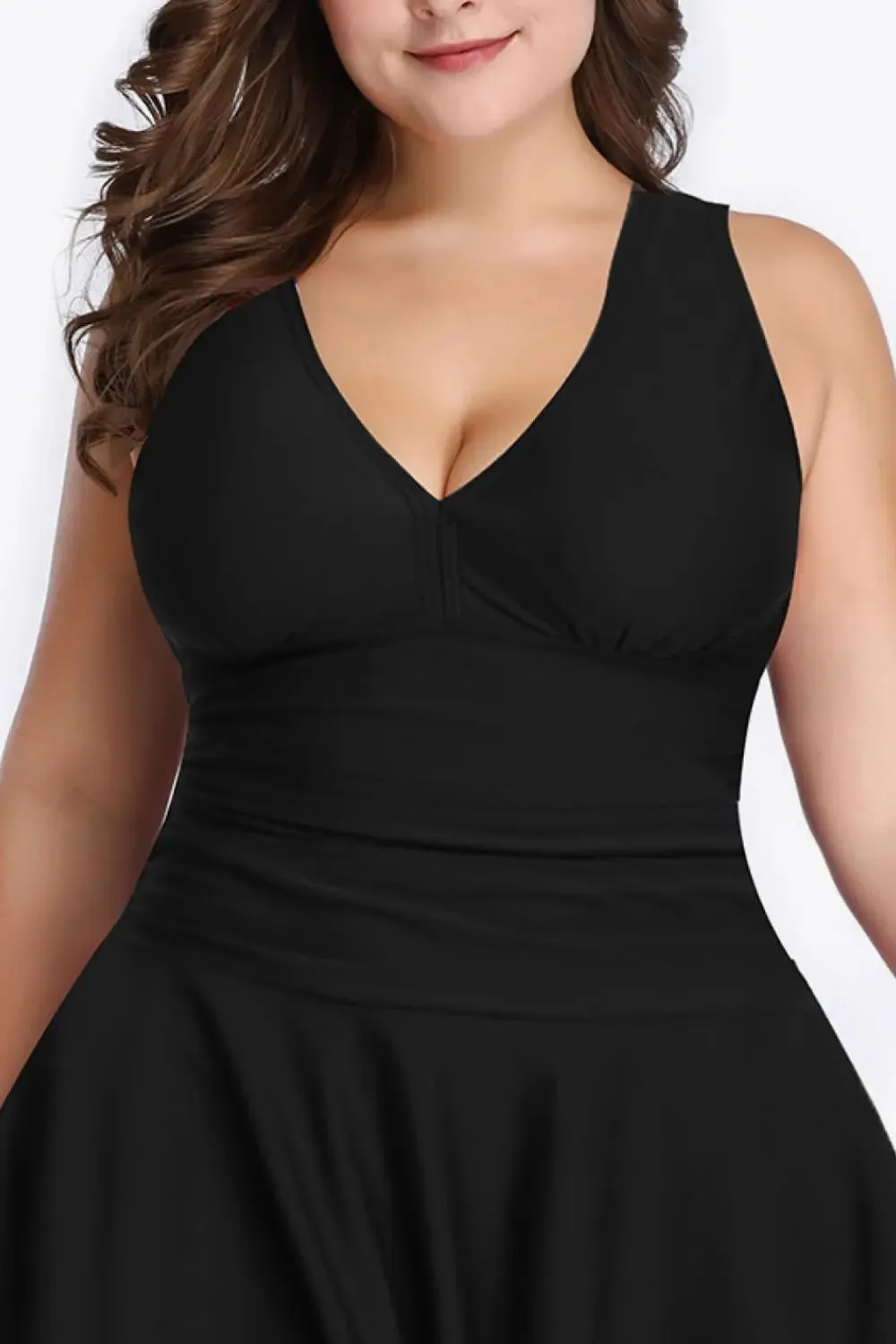 Plus Size Swimwear Black Swim Dress