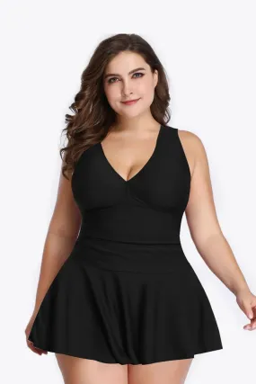 Plus Size Swimwear Black Swim Dress