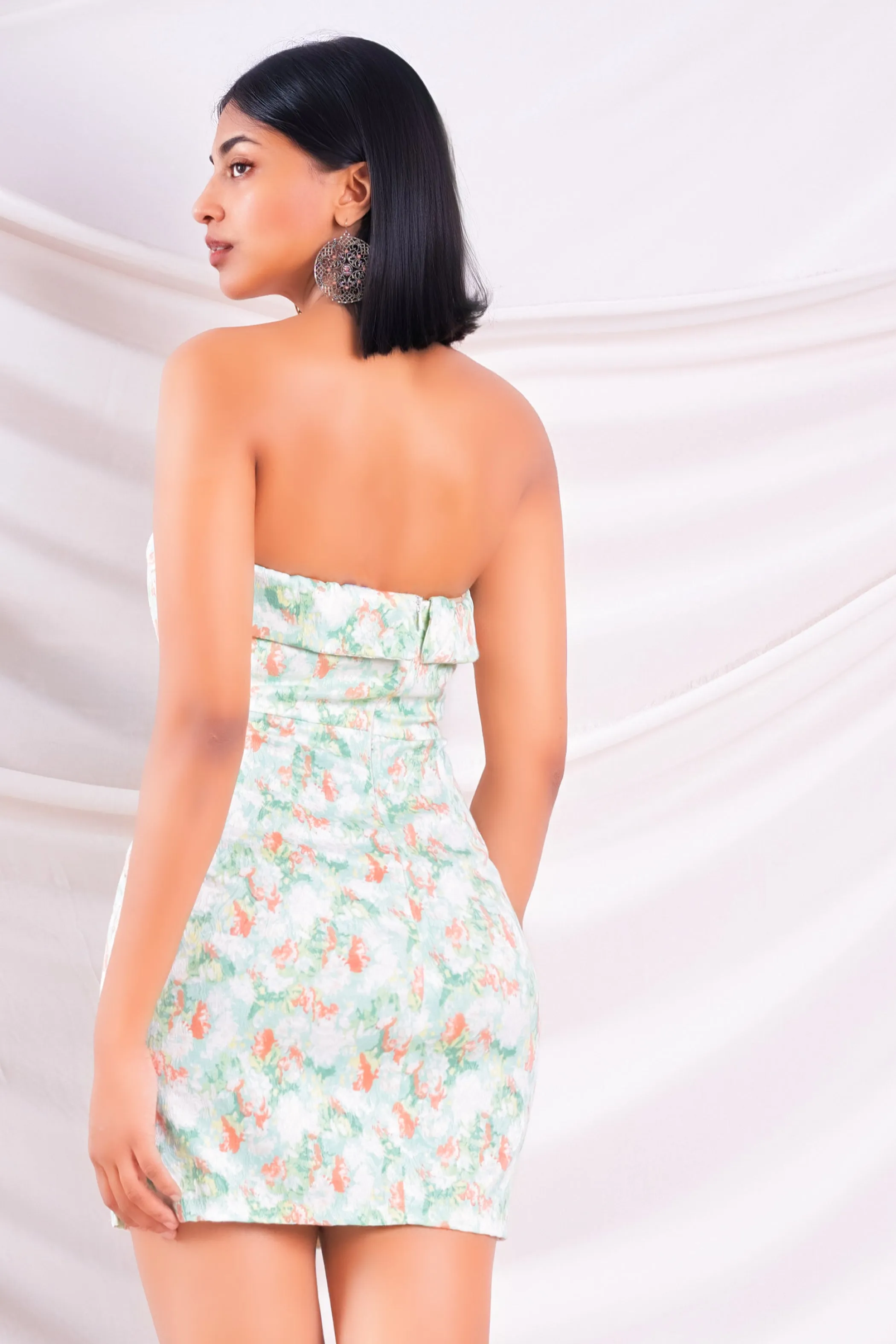 Printed Strapless Mini Dress