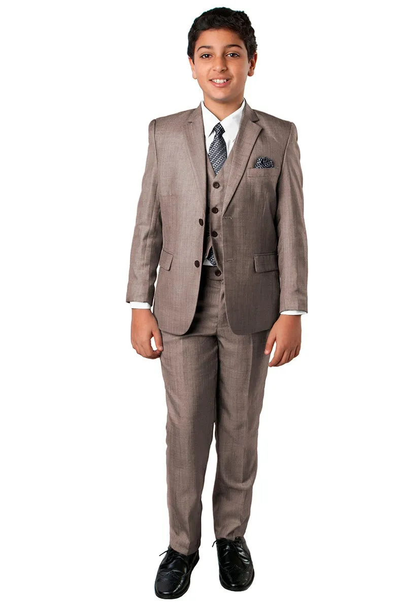 "Benjamin" Kids Textured Grey 5-Piece Suit