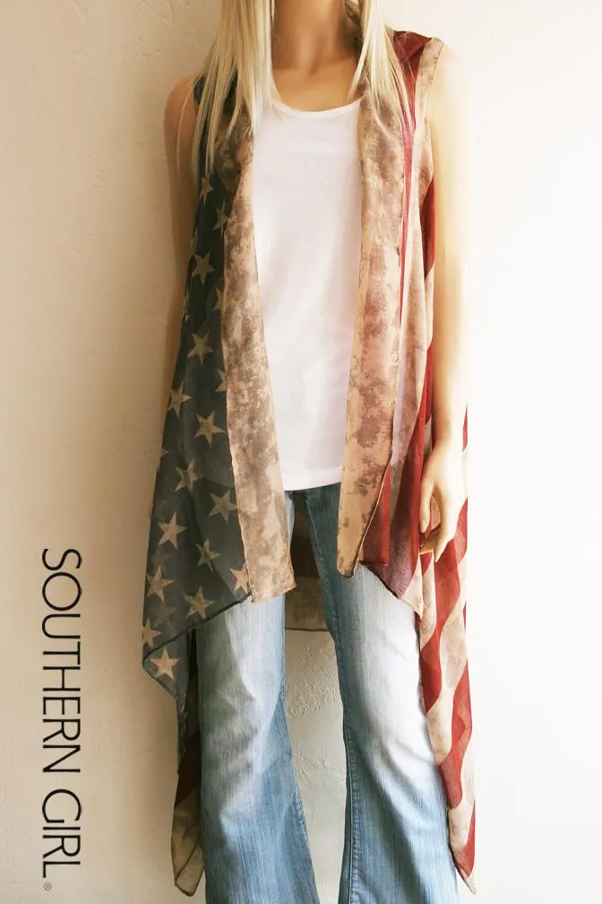 "Wild & Free" Vintage American Flag Vest