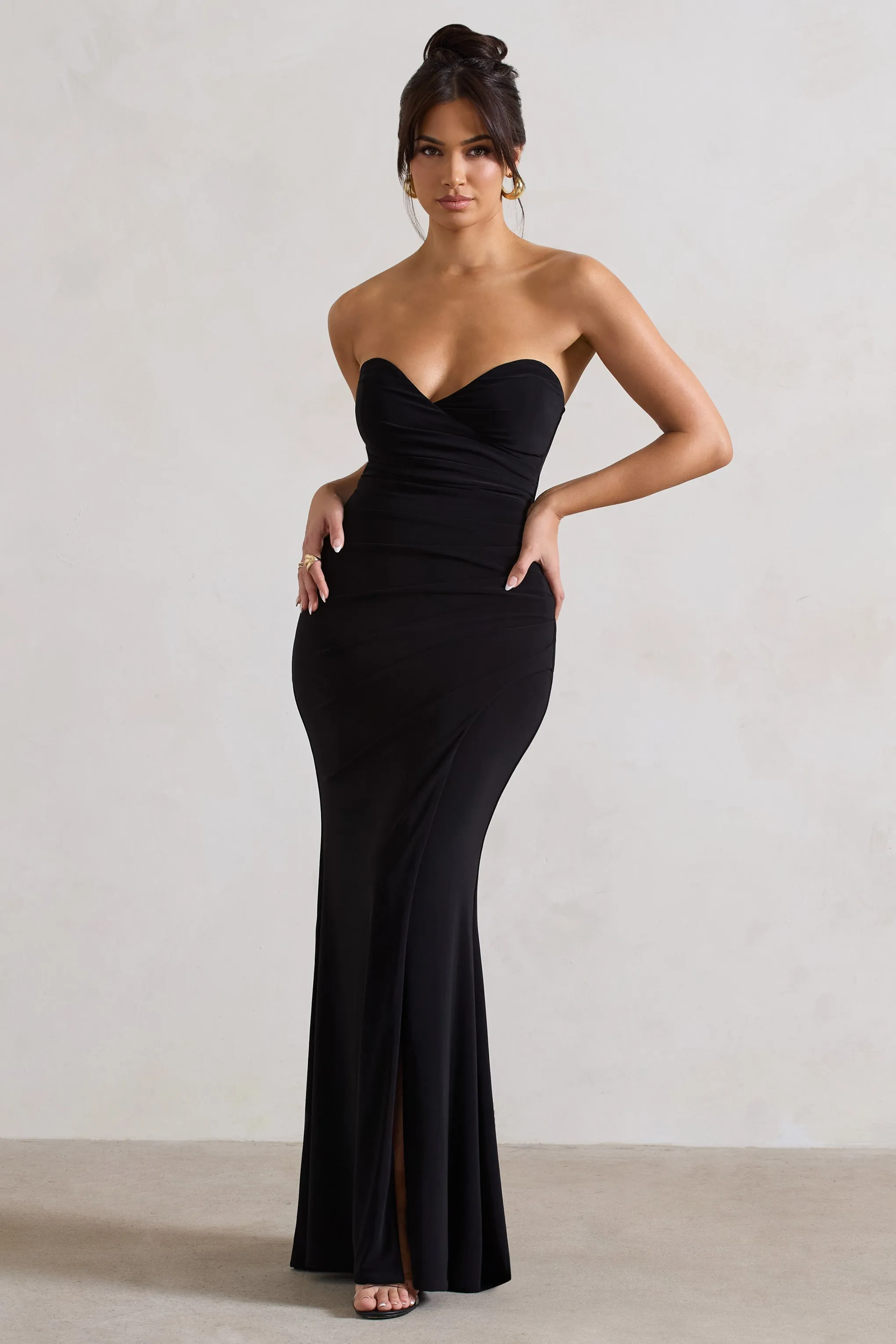 Reign | Black Corset Wrap Maxi Dress With Cape