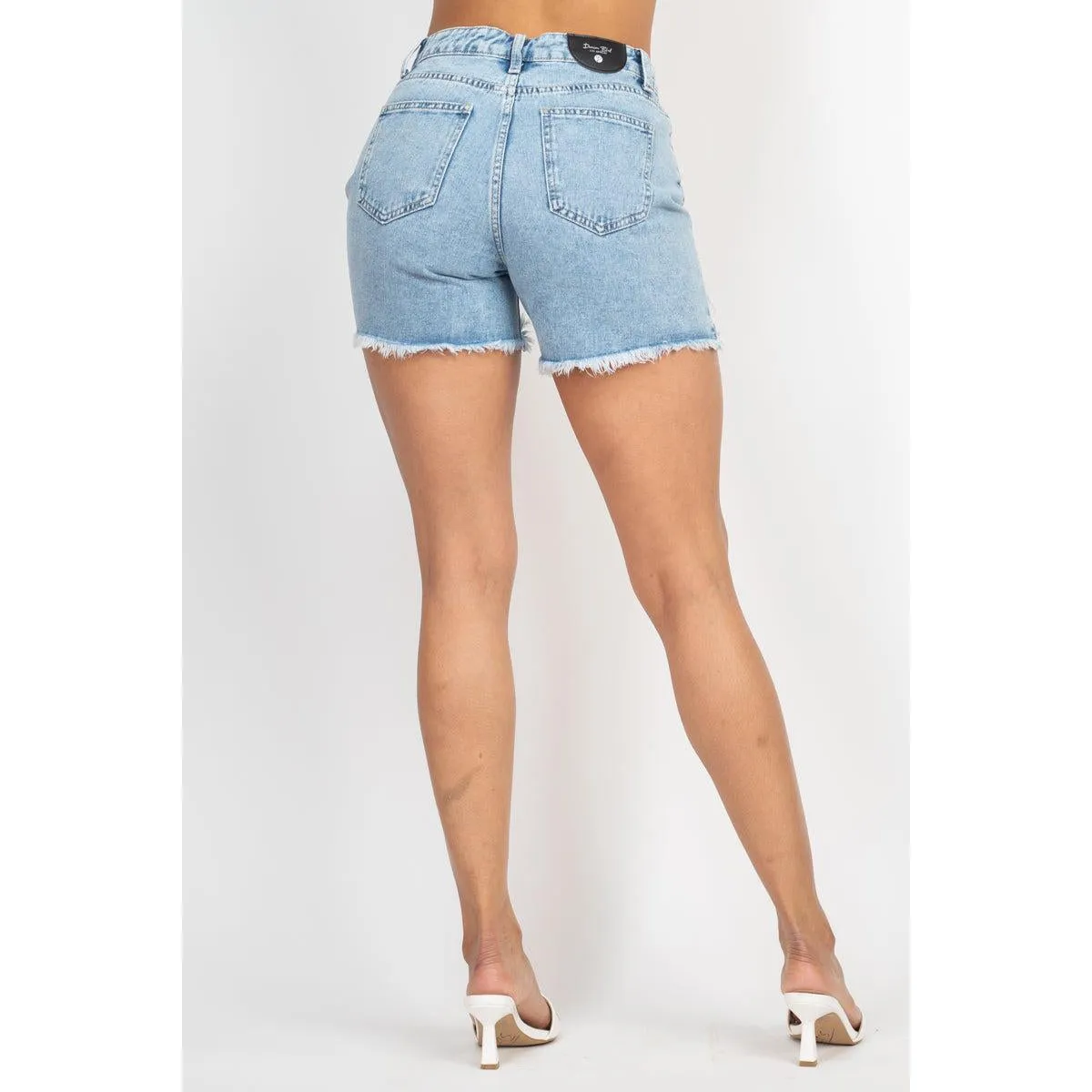 Ripped Five-pocket Mini Denim Shorts