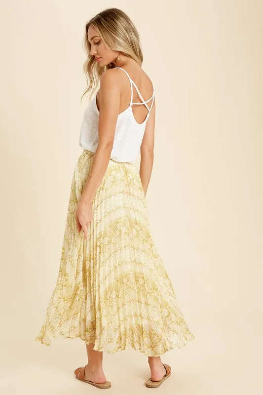 Snake Pleated Midi Skirt