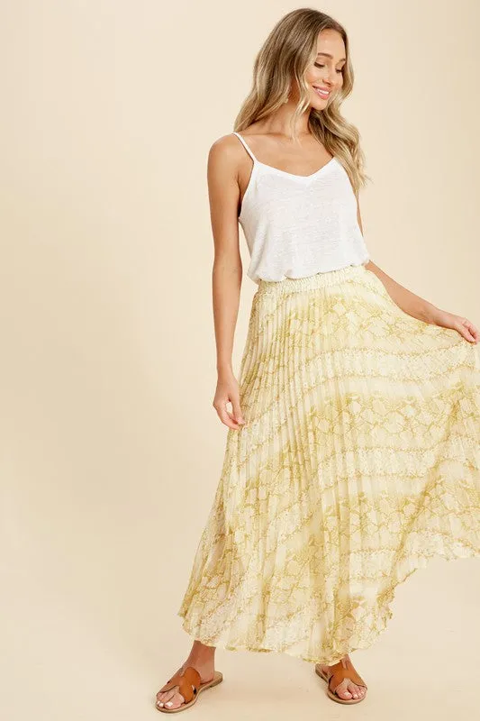 Snake Pleated Midi Skirt