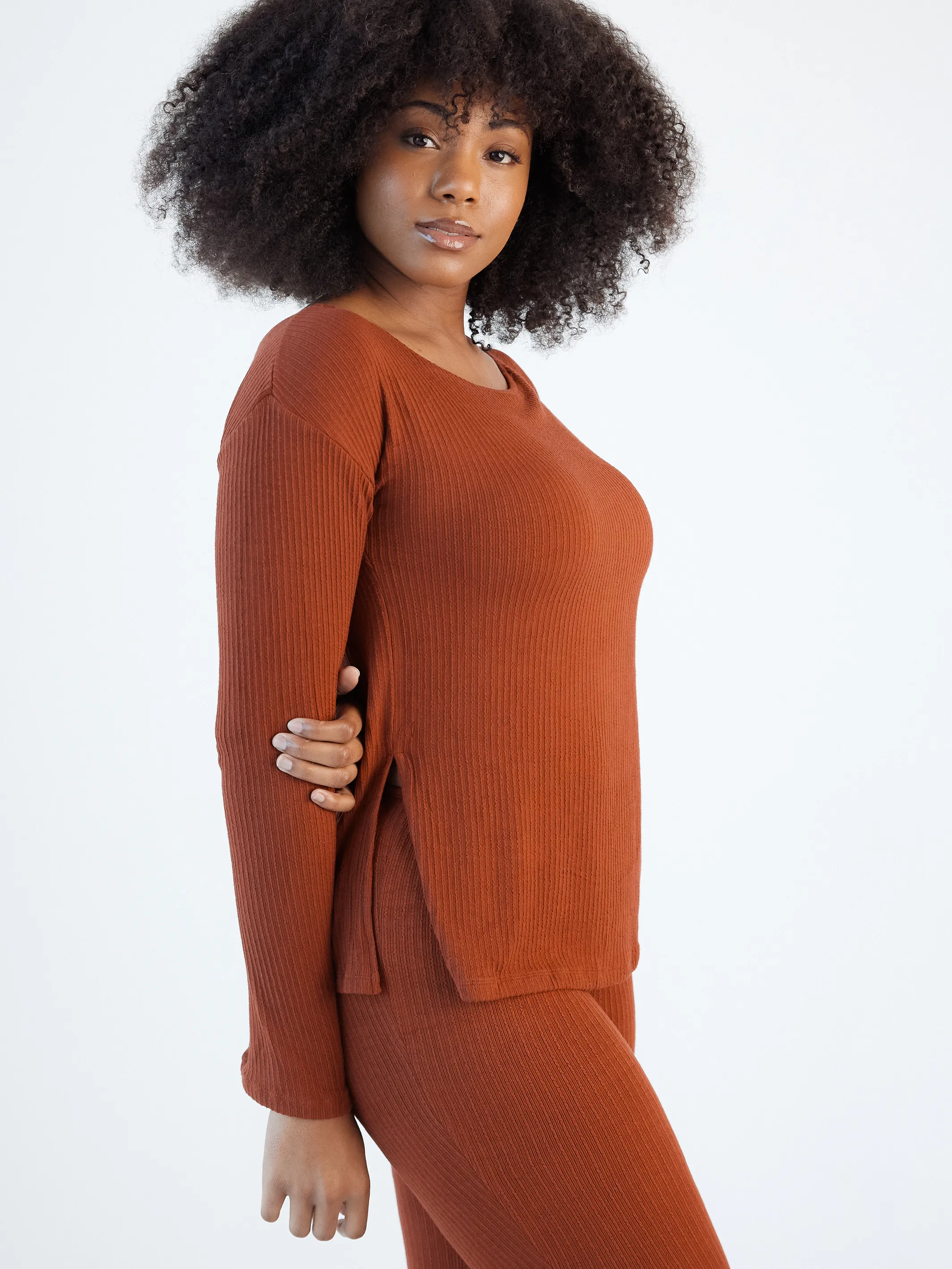 Soft Ribbed Long Sleeve Boat Neck Brami