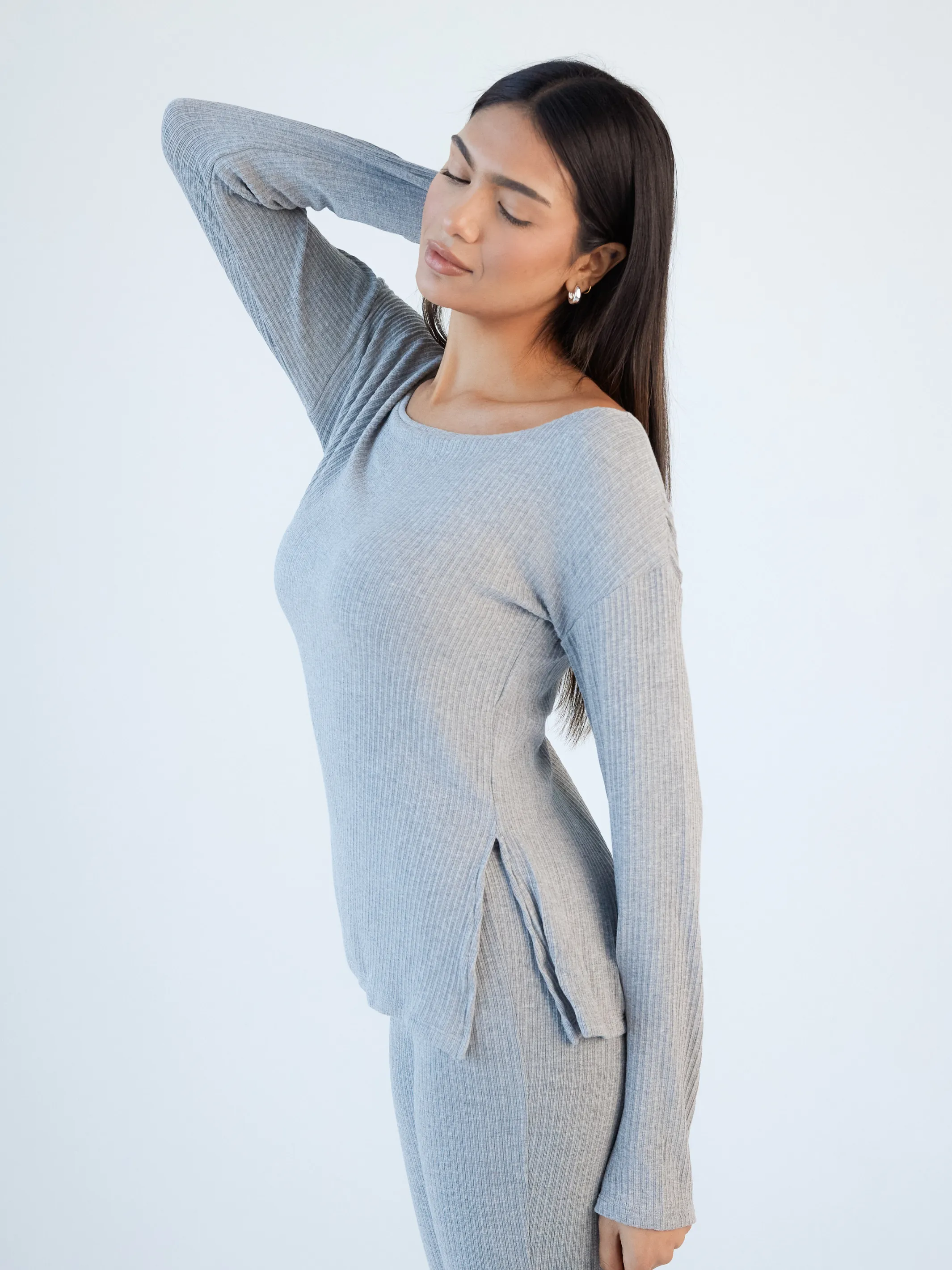 Soft Ribbed Long Sleeve Boat Neck Brami